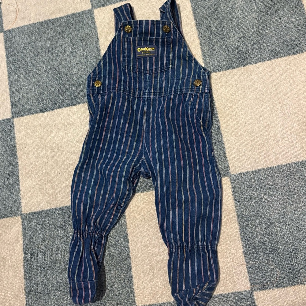 OshKosh B'gosh Blue Denim Striped Overalls